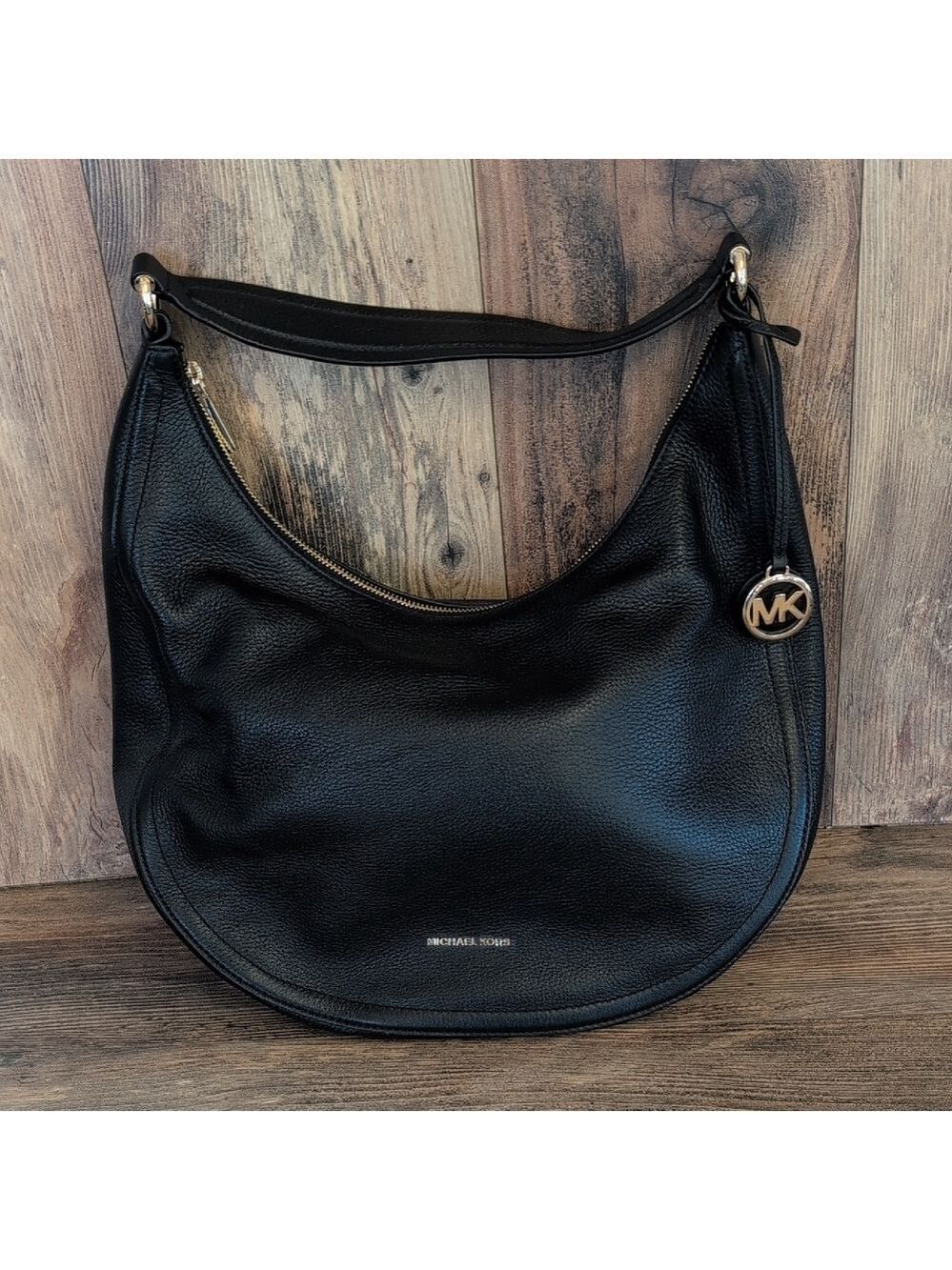 NWT Michael Kors Lydia Large Hobo Black Leather Shoulder Bag                C293